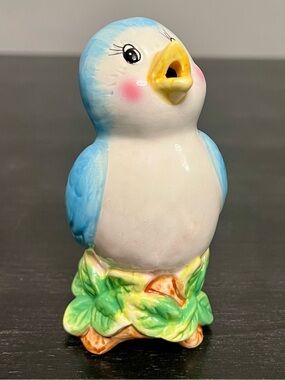 VTG Blue Song Bird Pie Bird/Vent/Funnel 5” Kitschy Adorable Retro